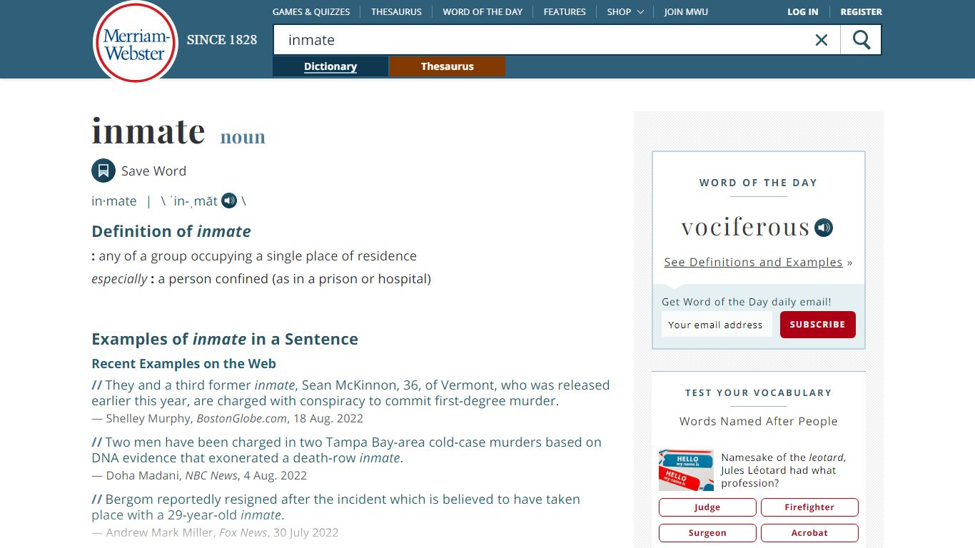 Inmate Definition & Meaning - Merriam-Webster