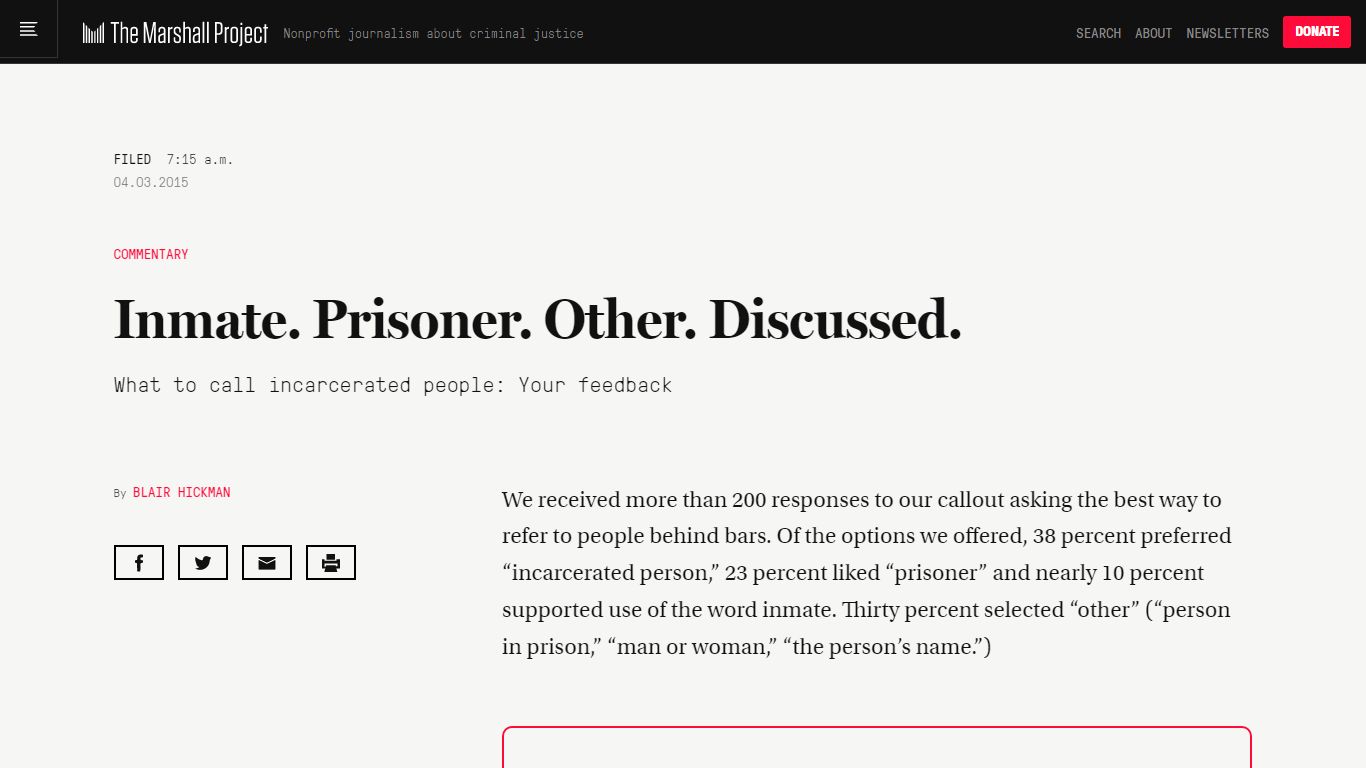 Inmate. Prisoner. Other. Discussed. | The Marshall Project